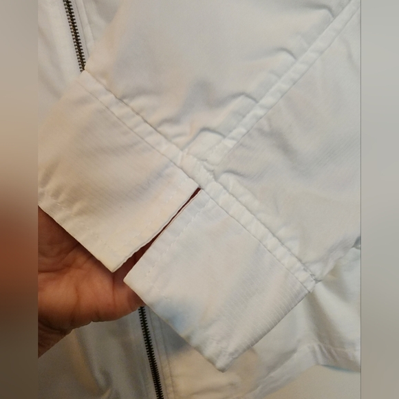 Coldwater Creek White Cotton Blend Hooded Zip Up Jacket Lagenlook Size Medium - Picture 3 of 9